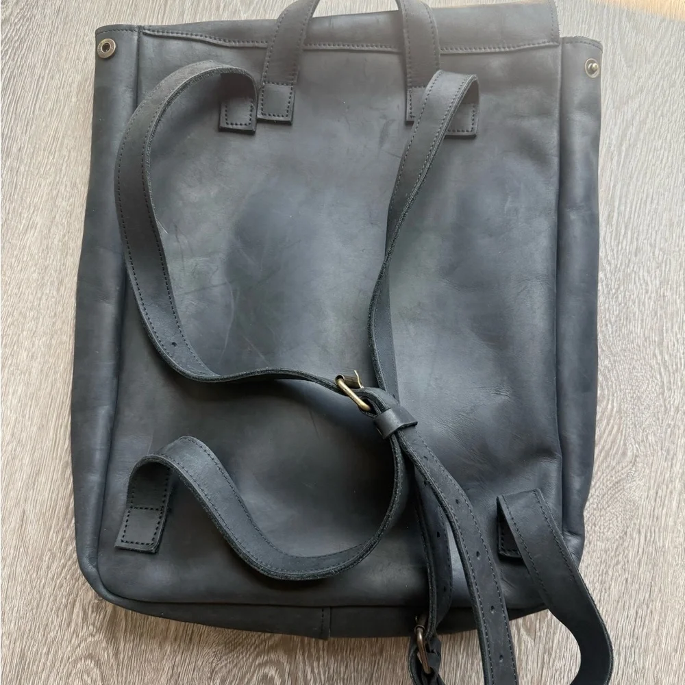 Black Leather Backpack - Sleek Everyday Bag
